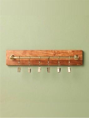 Brass and Wood Wall Rail with Clips for Art - Hearth & Hand with Magnolia NEW